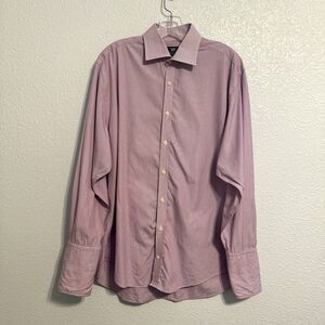 Hawes & Curtis Dress Shirt Warwick Tailored Fit Mens Size 16.5 34 Purple Striped
